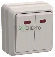 Выключатель 2-кл. ОП Октава 10А IP20 ВС20-2-1-ОКм с индикацией крем. GENERICA EVO21-K33-10-DC