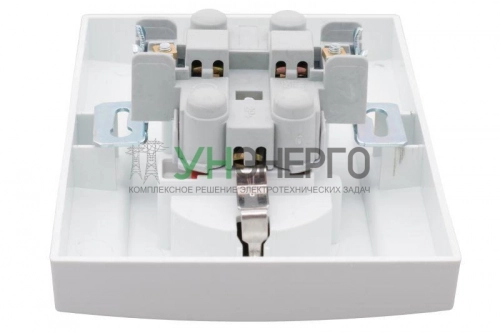 Розетка 2-м СП Минск 16А IP20 с заземл. защ. шторки бел. Basic EKF ERR16-128-100 фото 2