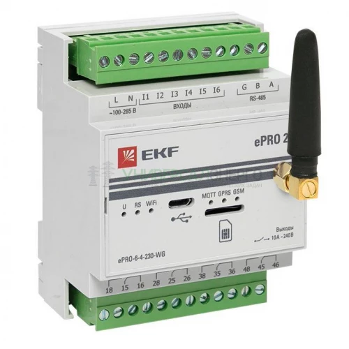 Контроллер базовый ePRO 24 удаленного управления 6вх/4вых 230В WiFi GSM с внешней антенной PROxima EKF ePRO-6-4-230-WG1 фото 8