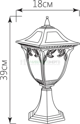 Светильник садово-парковый Feron PL4074 четырехгранный на постамент 60W E27 230V, черное золото 11485 фото 2