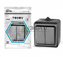 Выключатель 2-кл. ОП Dita IP54 10А 250В карбон TOKOV ELECTRIC TKL-DT-V2-C14-IP54