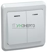 Выключатель 2-кл. СП Вега 10А IP20 ВС10-2-1-ВБ с индикацией бел. IEK EVV21-K01-10-DM