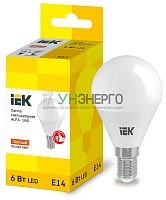 Лампа светодиодная ALFA 6Вт G45 шар 3000К E14 230В IEK LLA-G45-6-230-30-E14
