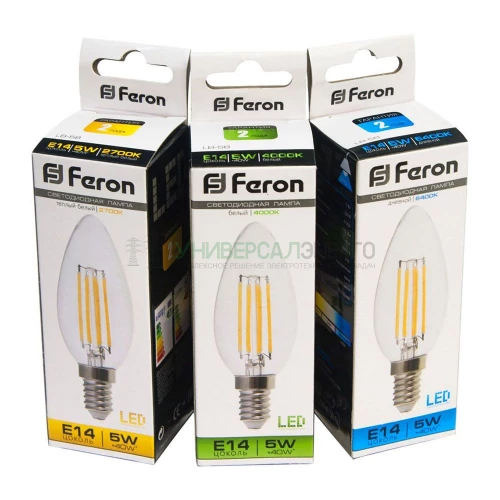 Лампа светодиодная Feron LB-58 Свеча E14 5W 4000K 25573 фото 2