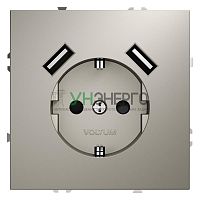 Розетка 1-м СП S70 16А с USB A+A с заземл. защ. шторки механизм кашемир Voltum VLS040403 Розетка 1-м СП S70 16А с USB A+A с заземл. защ. шторки механизм кашемир Voltum VLS040403