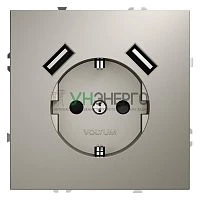 Розетка 1-м СП S70 16А с USB A+A с заземл. защ. шторки механизм кашемир Voltum VLS040403