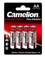 Элемент питания алкалиновый AA/LR6 1.5В Plus Alkaline LR6-BP4 (блист.4шт) Camelion 7370