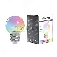 Лампа светодиодная Feron LB-371 Шар прозрачный E27 3W RGB быстрая смена цвета 38130