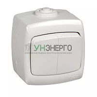 Выключатель 2-кл. ОП Рондо 6А IP44 250В бел. SchE VA56-225B-BI Выключатель 2-кл. ОП Рондо 6А IP44 250В бел. SchE VA56-225B-BI