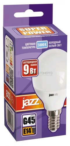 Лампа светодиодная PLED-SP 9Вт G45 шар 5000К холод. бел. E14 820лм 230В JazzWay 2859600A фото 2