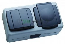 Выключатель 2-кл. + розетка IP44 с крышкой Makel 37064203 Выключатель 2-кл. + розетка IP44 с крышкой Makel 37064203
