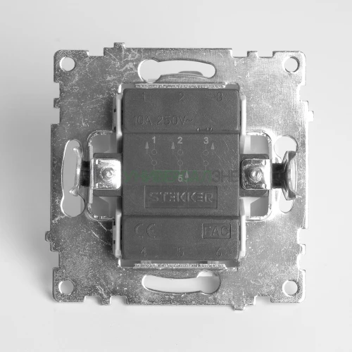 Выключатель 2-клавишный (механизм), STEKKER GLS10-7104-01, 250V, 10А, серия Катрин, белый 49171 фото 5