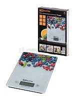 Весы электронные кухонные "Ягоды", стекло, деление 1 г, макс. 5 кг, TDM