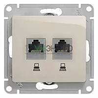 Розетка компьютерная 2-м Glossa RJ45 кат.5E механизм молочн. SE GSL000985KK