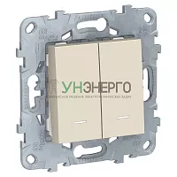 Выключатель 2-кл. 2мод. СП Unica New IP21 (2х(сх. 1а)) с подсветкой механизм беж. SchE NU521144N Выключатель 2-кл. 2мод. СП Unica New IP21 (2х(сх. 1а)) с подсветкой механизм беж. SchE NU521144N