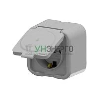 Розетка 1-м СП ARIA 16А IP20 с заземл. с крышкой сер. ARVIA 25 22 1000 218