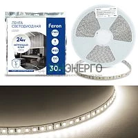 Светодиодная LED лента Feron LS501, 120SMD(2835)/м 11Вт/м 24V 30000*8*1.22мм 4000К 30м IP20 53087