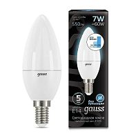 Лампа светодиодная Black 7Вт свеча 4100К нейтр. бел. E14 550лм шаг. диммир. GAUSS 103101207-S Лампа светодиодная Black 7Вт свеча 4100К нейтр. бел. E14 550лм шаг. диммир. GAUSS 103101207-S