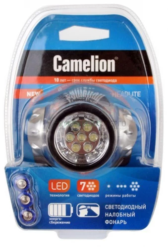 Фонарь налобный LED5310-7F3 (7LED 3 режима; 3хR03 в комплекте; метал.) Camelion 7534 фото 8