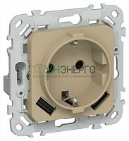 Розетка 1-м СП FLITE РСЮша11-1-ФлХ 16А с USB A+A 3.1А с заземл. с защ. шторками безвинтовое крепление механизм хаки IEK FI-R14-16-1-U21-D31-K59 Розетка 1-м СП FLITE РСЮша11-1-ФлХ 16А с USB A+A 3.1А с заземл. с защ. шторками безвинтовое крепление механизм хаки IEK FI-R14-16-1-U21-D31-K59