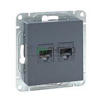 Розетка компьютерная 2-м СП Эпика RJ45 кат.5 механизм графит EKF UP1-SOG-2RJ45-5 Розетка компьютерная 2-м СП Эпика RJ45 кат.5 механизм графит EKF UP1-SOG-2RJ45-5