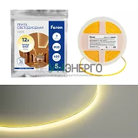 Лента светодиодная 400SMD(2110)/ 7Вт/м 12V 5000*3*1.8мм 3000K, IP20, LS630 FERON 48947