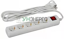 Удлинитель 5х3м с заземл. 10А IP20 UX-5es-3m ПВС 3х0.75 с выкл. Эра Б0035757