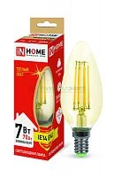 Лампа светодиодная LED-СВЕЧА-deco 7Вт свеча золотая 3000К тепл. бел. E14 630лм 230В IN HOME 4690612007540