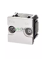 Розетка телевизионная одиночная TV/R/SAT 2мод. Zenit с накладкой бел. ABB 2CLA225130N1101