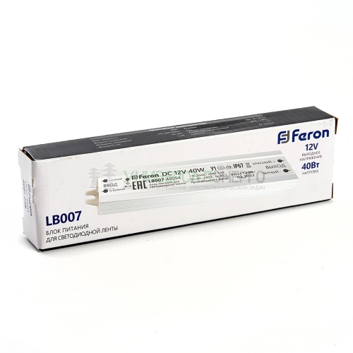 Трансформатор электронный для светодиодной ленты 40W 12V IP67 (драйвер), LB007 48054 фото 3