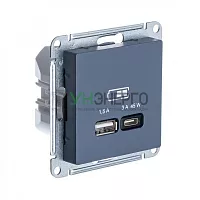 Розетка USB AtlasDesign тип A+C 45Вт QC PD высокоскор. ЗУ механизм грифель SE ATN000729