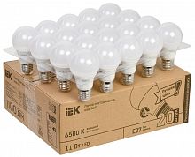Лампа светодиодная A60 шар 11Вт 230В 6500К E27 (уп.20шт) IEK LLE-A60-11-230-65-E27-20