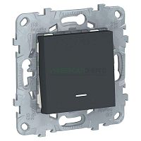 Выключатель 1-кл. 2мод. СП Unica New IP21 (сх. 1а) с подсветкой механизм антрацит SchE NU520154N