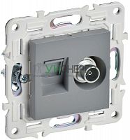 Розетка двойная TV+RJ45 кат.5E SKANDY SK-A14Gr сер. IEK SK-AK20-1-K03