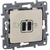 Устройство зарядное Etika с 2-мя USB разъемами C и C 240В/5В 3000мА сл. кость IEK 672335