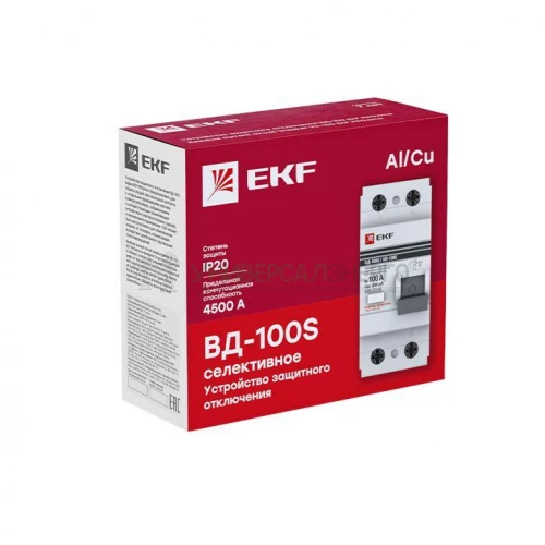 Выключатель дифференциального тока (УЗО) 2п 80А 100мА тип AC ВД-100 (электромех.) PROxima EKF elcb-2-80-100S-em-pro фото 4