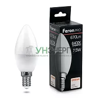 Лампа светодиодная Feron.PRO LB-1307 Свеча E14 7.5W 6400K 38055