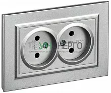 Розетка 2-м СП BRITE РС12-2-БрА 10А в сборе без заземл. без защ. шторок алюм. IEK BR-R20-10-K47-F