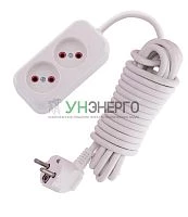 Удлинитель 2х5м без заземл. 16А IP20 Lila с выкл. LEZARD 720-0205-203