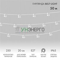 Гирлянда "Белт Лайт" 2жил. шаг 20см патроны E27 1320Вт IP65 влагостойкая провод бел. (уп.50м) Neon-Night 331-254 Гирлянда "Белт Лайт" 2жил. шаг 20см патроны E27 1320Вт IP65 влагостойкая провод бел. (уп.50м) Neon-Night 331-254