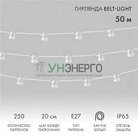Гирлянда "Белт Лайт" 2жил. шаг 20см патроны E27 1320Вт IP65 влагостойкая провод бел. (уп.50м) Neon-Night 331-254