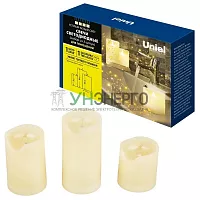 Фигура ULD-F060 WARM WHITE CANDLE SET3 "Свеча" на батарейках CR2032 (в/к) 1 LED тепл. свет (уп.3шт) Uniel UL-00008593