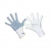 Перчатки нейлоновые с частичным покрытием ладони и пальцев точка ПВХ бел. Rexant 09-0260