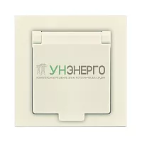 Розетка 1-м СП Афина 16А IP20 с заземл. с крышкой в сборе сл. кость (ivory) Universal A0029-I